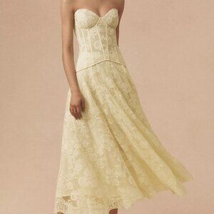 V. Chapman Carolena Strapless Sweetheart A-Line Lace Midi Set - Sz 12 NWT